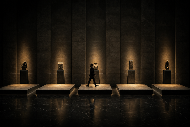 Five illuminated steps representing practical shifts towards consistent action.