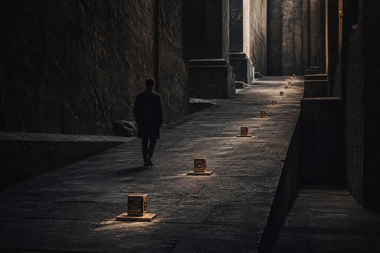 A gradual path marked by small steps representing lasting personal growth.